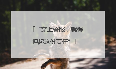 “穿上警服，就得担起这份责任”