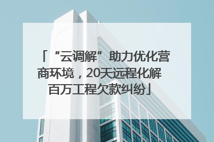 “云调解”助力优化营商环境，20天远程化解百万工程欠款纠纷