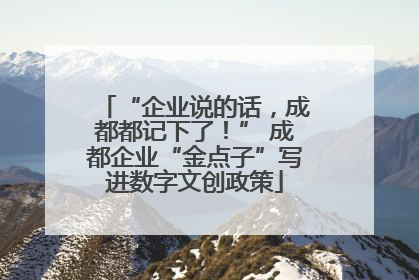 “企业说的话，成都都记下了！” 成都企业“金点子”写进数字文创政策