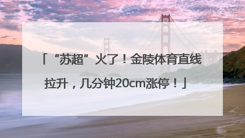 “苏超”火了！金陵体育直线拉升，几分钟20cm涨停！