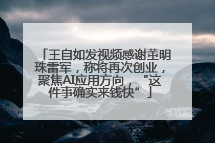 王自如发视频感谢董明珠雷军，称将再次创业，聚焦AI应用方向，“这件事确实来钱快”