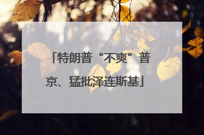 特朗普“不爽”普京、猛批泽连斯基