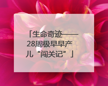 生命奇迹——28周极早早产儿“闯关记”