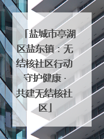 盐城市亭湖区盐东镇：无结核社区行动守护健康 ·共建无结核社区