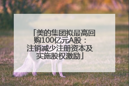 美的集团拟最高回购100亿元A股：注销减少注册资本及实施股权激励