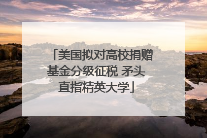 美国拟对高校捐赠基金分级征税 矛头直指精英大学