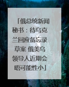 俄总统新闻秘书：待乌克兰回应备忘录草案 俄美乌领导人近期会晤可能性小
