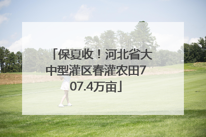 保夏收！河北省大中型灌区春灌农田707.4万亩
