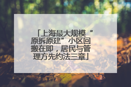 上海最大规模“原拆原建”小区回搬在即，居民与管理方先约法三章