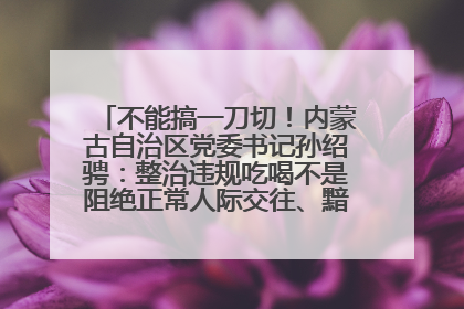 不能搞一刀切！内蒙古自治区党委书记孙绍骋：整治违规吃喝不是阻绝正常人际交往、黯淡人间烟火