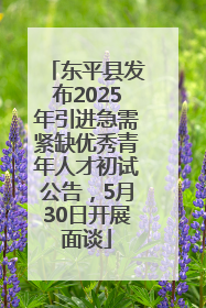 东平县发布2025年引进急需紧缺优秀青年人才初试公告，5月30日开展面谈