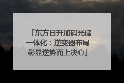 东方日升加码光储一体化：逆变器布局彰显逆势而上决心