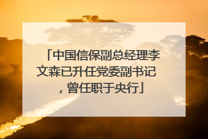 中国信保副总经理李文森已升任党委副书记，曾任职于央行