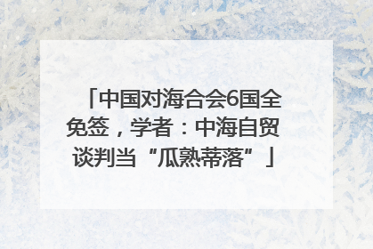 中国对海合会6国全免签，学者：中海自贸谈判当“瓜熟蒂落”