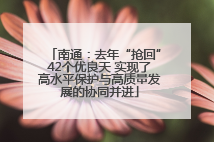 南通：去年“抢回”42个优良天 实现了高水平保护与高质量发展的协同并进