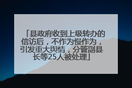 县政府收到上级转办的信访后，不作为慢作为，引发重大舆情，分管副县长等25人被处理