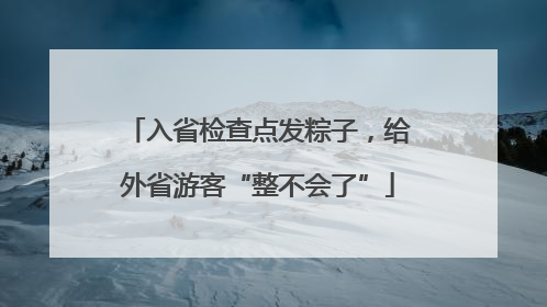 入省检查点发粽子，给外省游客“整不会了”
