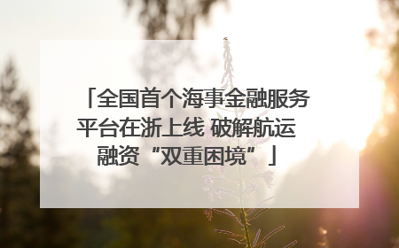 全国首个海事金融服务平台在浙上线 破解航运融资“双重困境”