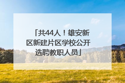 共44人！雄安新区新建片区学校公开选聘教职人员