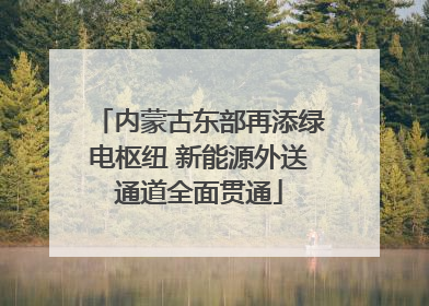 内蒙古东部再添绿电枢纽 新能源外送通道全面贯通