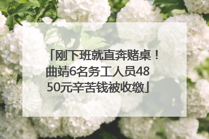 刚下班就直奔赌桌！曲靖6名务工人员4850元辛苦钱被收缴