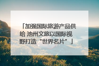 加强国际旅游产品供给 池州文旅以国际视野打造“世界名片”