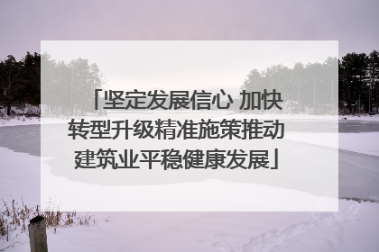 坚定发展信心 加快转型升级精准施策推动建筑业平稳健康发展