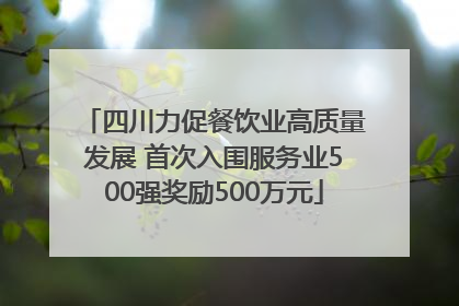 四川力促餐饮业高质量发展 首次入围服务业500强奖励500万元