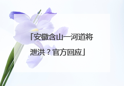 安徽含山一河道将泄洪？官方回应
