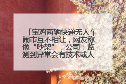宝鸡两辆快递无人车闹市互不相让，网友称像“吵架”，公司：监测到异常会有技术或人为干预处置