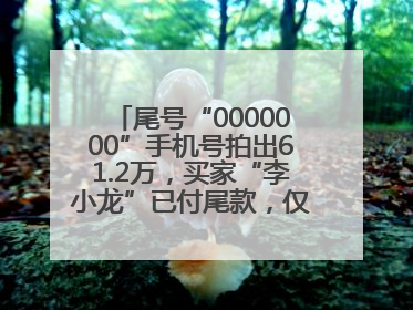 尾号“0000000”手机号拍出61.2万，买家“李小龙”已付尾款，仅享有使用权