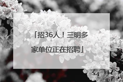 招36人！三明多家单位正在招聘