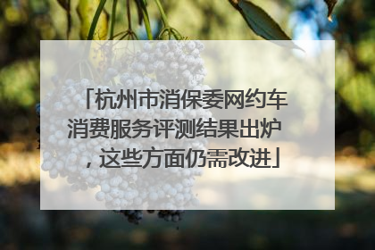 杭州市消保委网约车消费服务评测结果出炉，这些方面仍需改进
