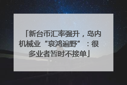 新台币汇率强升，岛内机械业“哀鸿遍野”：很多业者暂时不接单