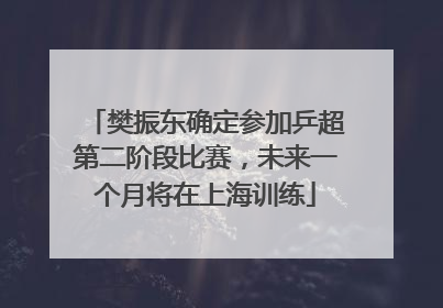 樊振东确定参加乒超第二阶段比赛，未来一个月将在上海训练