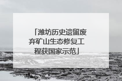 潍坊历史遗留废弃矿山生态修复工程获国家示范