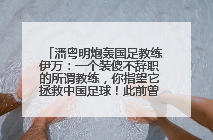 潘粤明炮轰国足教练伊万：一个装傻不辞职的所谓教练，你指望它拯救中国足球！此前曾多次发文评价国足