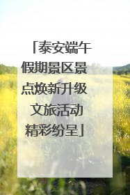 泰安端午假期景区景点焕新升级 文旅活动精彩纷呈