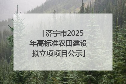济宁市2025年高标准农田建设拟立项项目公示