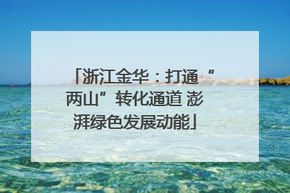 浙江金华：打通“两山”转化通道 澎湃绿色发展动能