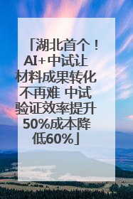 湖北首个！AI+中试让材料成果转化不再难 中试验证效率提升50%成本降低60%