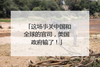 这场事关中国和全球的官司，美国政府输了！