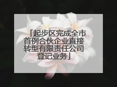 起步区完成全市首例合伙企业直接转型有限责任公司登记业务