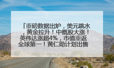 重磅数据出炉，美元跳水，黄金拉升！中概股大涨！英伟达涨超4%，市值重返全球第一！黄仁勋计划出售至多600万股股票