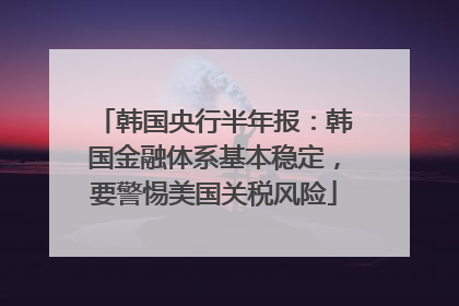 韩国央行半年报：韩国金融体系基本稳定，要警惕美国关税风险
