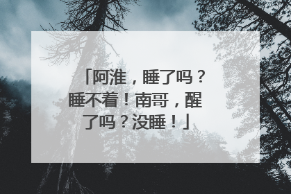 阿淮，睡了吗？睡不着！南哥，醒了吗？没睡！