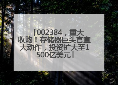 002384，重大收购！存储器巨头官宣大动作，投资扩大至1500亿美元