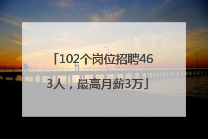 102个岗位招聘463人，最高月薪3万