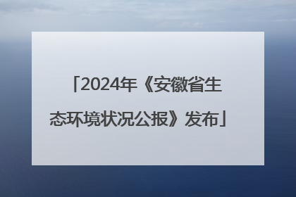 2024年《安徽省生态环境状况公报》发布