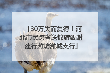 30万失而复得！河北市民跨省送锦旗致谢建行潍坊潍城支行